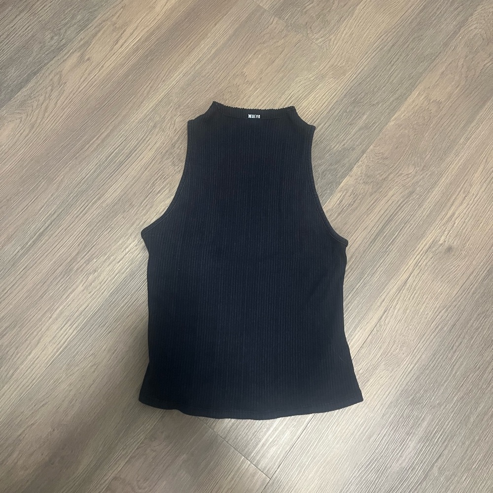 Anthropologie Black Fitted Sleeveless Tank Top